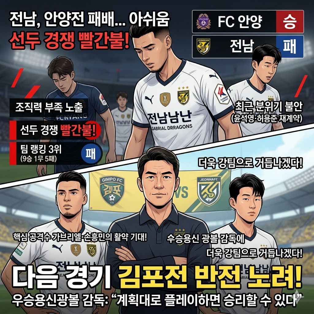전남 감독 [,] 안양전 패배 설욕 다짐! 다음은 다르다